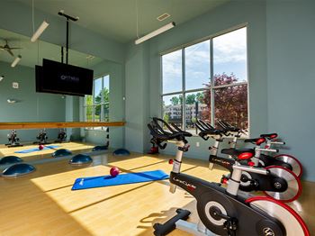 Peloton bike and training space